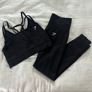 Gymshark Black Fleck Adapt Bra and Legging Set